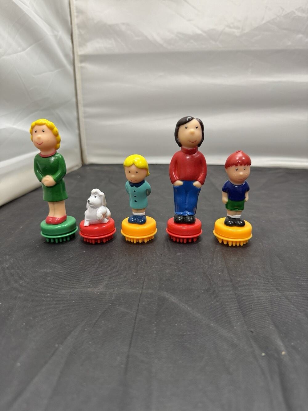 Vintage Battat Bristle Blocks Figures People Family Lot Mom Dad Boy Girl Dog